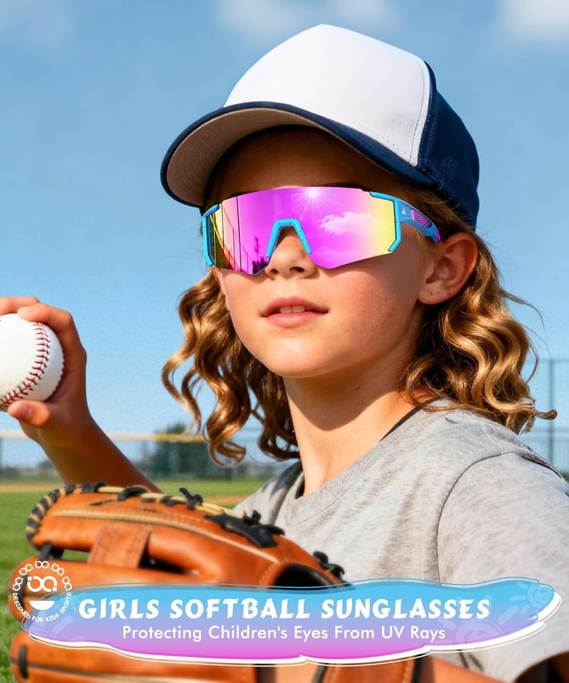 QALLY Store 3PACK Kids Sunglasses Youth Baseball Sunglasses for Boys Girls Age 4-14, Softball Cycling UV400 Protection Sports - Image 3